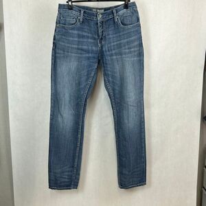 BKE Carter Straight Leg Denim Jeans Mens Sz 34 Long 34x33 Contrast Stitching